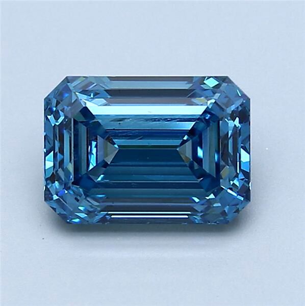 3.11 carat, Emerald | Excellent, Fancy Vivid Blue, VVS2 | $7,464